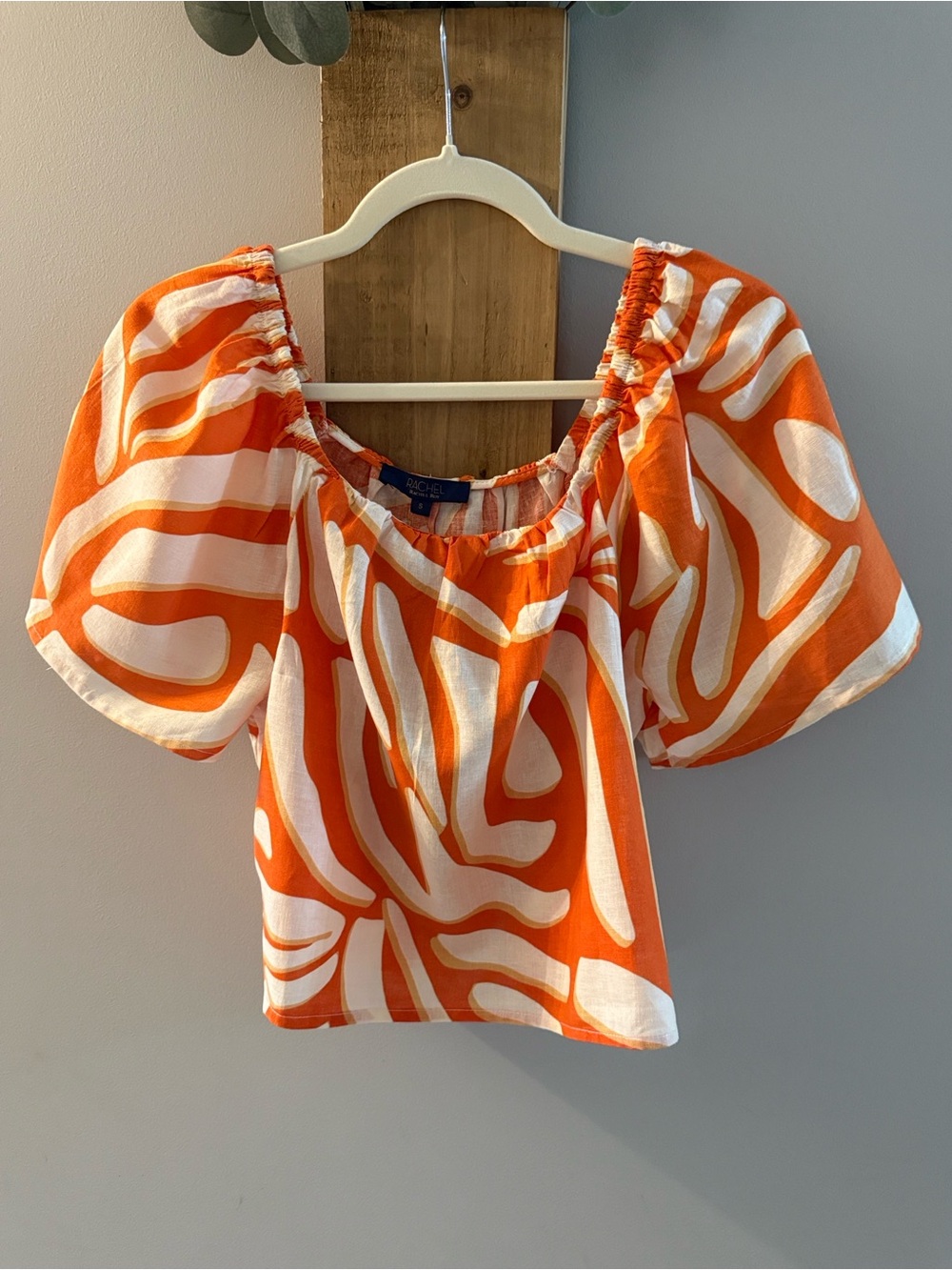 RACHEL Rachel Roy Bright Orange & White Puff Sleeve/or off Shoulder, NWTs
